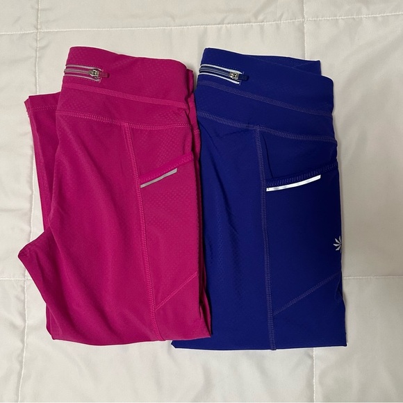 Women’s  Athleta  DOBBY BE FREE KNICKER Leggings (2)  Purple & Pink size XXS(b5 - Picture 3 of 16